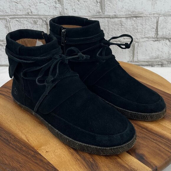 UGG Australia Reid Slate Chestnut Womens 10 Black Suede Ankle Booties 1019129 - Picture 7 of 13